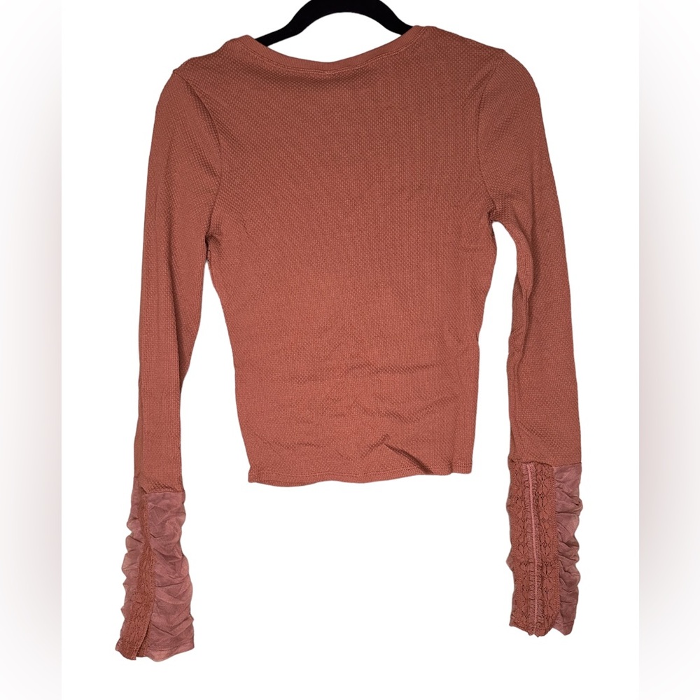 Free People Rust Long Sleeve Ruched Top - Picture 2 of 7